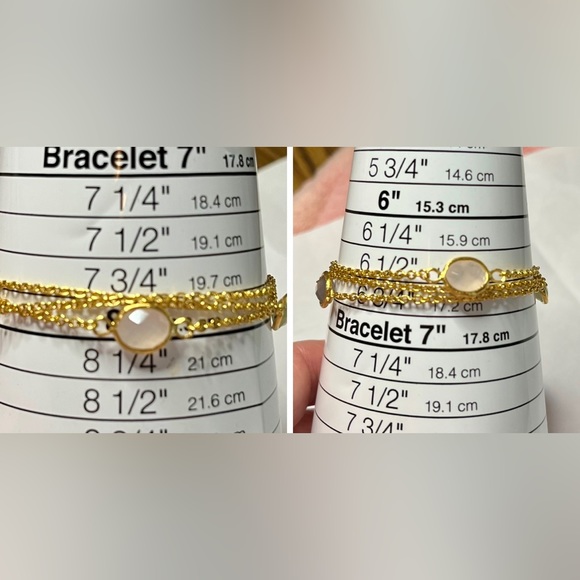Gold tone chain gemstone bracelet Sz’s 6 1/2 -7 3/4 - Picture 8 of 10